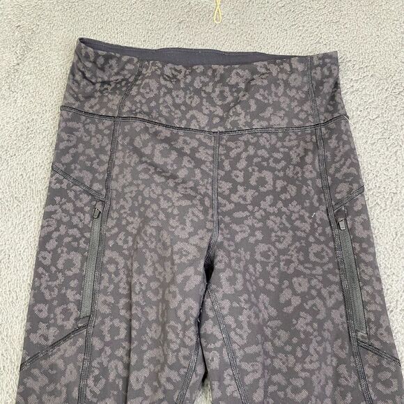 Athleta Rainier Tight Womens Small Reflective Leopard Legging Black Gray Stretch - Picture 2 of 11